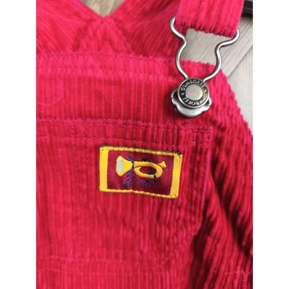 Vintage Gymboree Infant Red‎ Corduroy Overalls 6-12 Months Cargo Snap Crotch